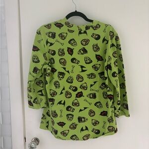 Halloween 3/4 Sleeve Top in Monster Mash print Size 3X - Vixen by Micheline Pit